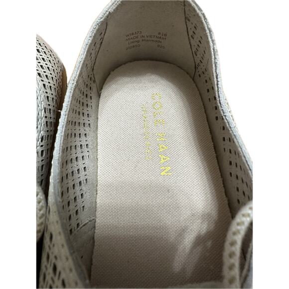 Cole Haan Grandseries White Perforated Leather Lace-Up Oxfords Sz 8.5 - Picture 6 of 6